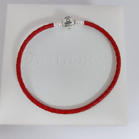 Pandora Single Red Leather Bracelet with Pandora Clasp - Picture 5 of 7